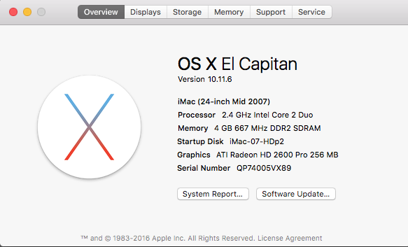 About this iMac - Mid 2007